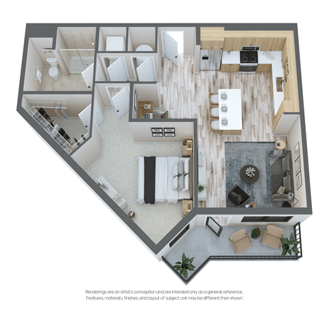 bedroom floor plan an in 3d